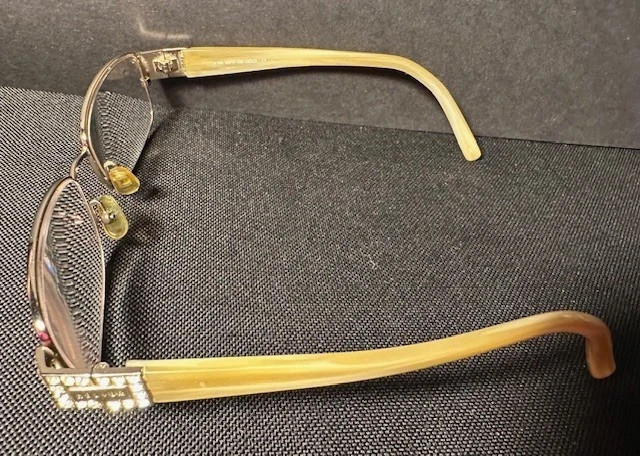 Woman's Eye Glass Frames. Designer Helium -Paris. Rhinestone Gold-tan Frames gallery
