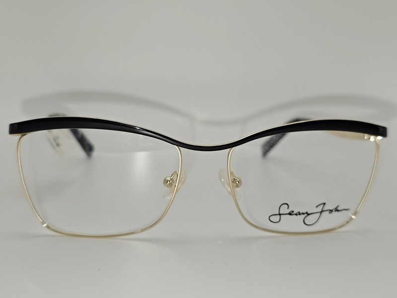 Sean John SJLO 6016 001 Shiny Gold Shiny Black Enamel Eyeglass Frames 56 17 140