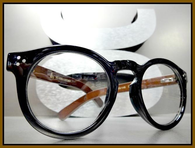 Men's CLASSIC VINTAGE RETRO Style Clear Lens EYE GLASSES Real Wood Wooden Frame gallery