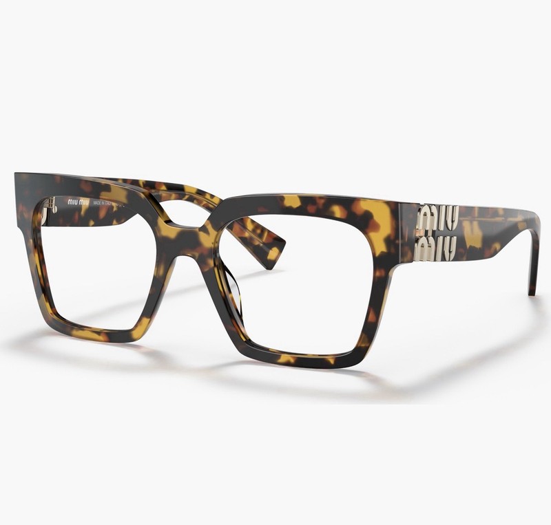 MIU MIU MU 04UV VAU1O1 Honey Havana Gold Square Eyeglasses Rxable AUTHENTIC