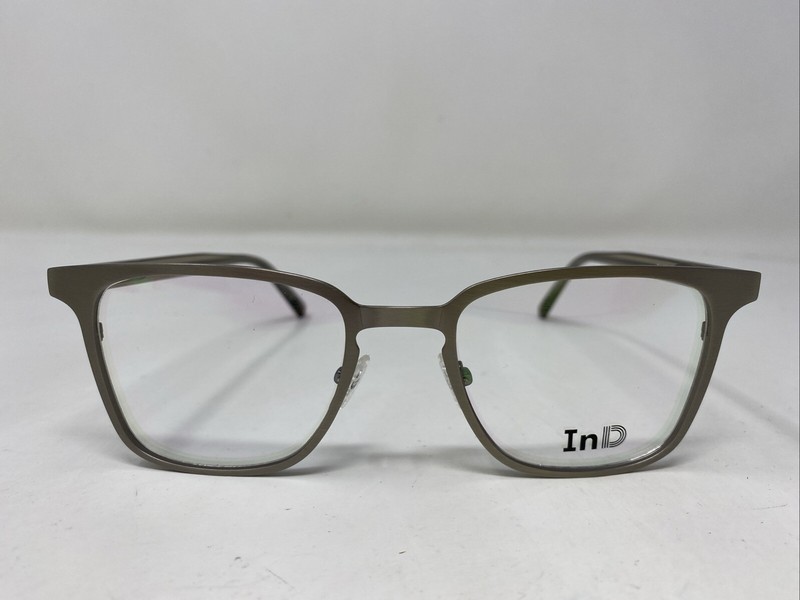 InD 382 C4 51-20-145 Shiny Metallic Gray Metal Full Rim Eyeglasses Frame RA68