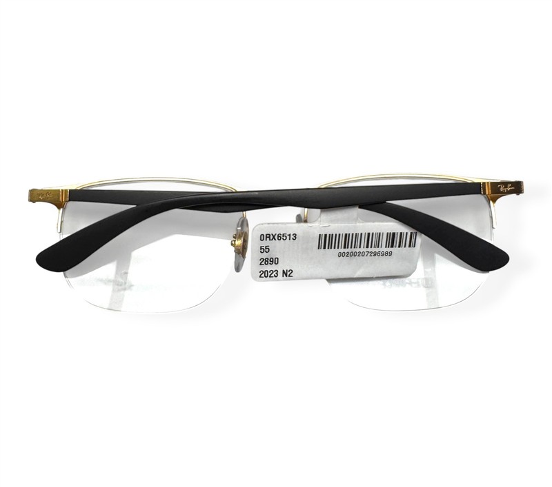 Ray-Ban Half Rim Eyeglasses Glasses RB 6513 2890 Shiny Black on Gold 55mm w/case gallery