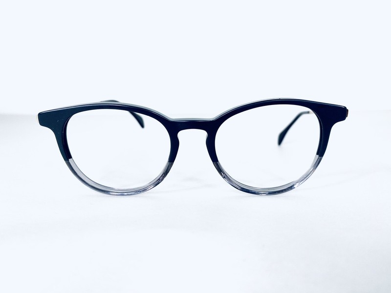 Claire Goldsmith Matte Black Slate & Clear Oval Round Glasses Avery 48 18 140