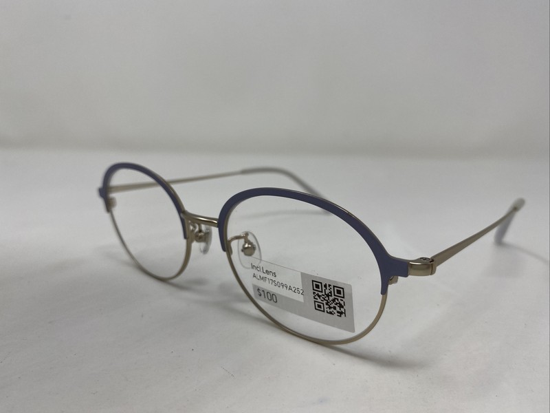 Jins J!NS Eyewear LMF17S099A 252 49-18-142-40 Gold/Blue Eyeglasses Frame TE05 gallery