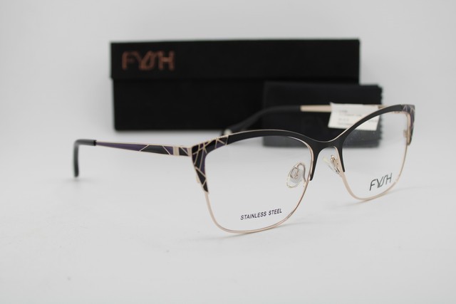 NEW FYSH 3728 S200 BLACK GOLD PURPLE GUNMETAL AUTHENTIC EYEGLASSES 54-17 gallery