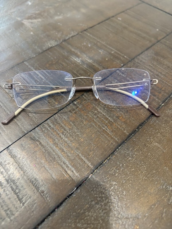 Rimless Rectangular Metal Eyeglass Frames Brown 40-19 150 Model 5406