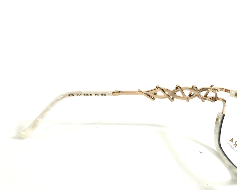 Tura Brilliance Eyeglasses Frames TE272 BLK Black Ivory Gold Crystals 54-16-145 gallery