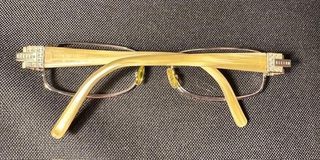 Woman's Eye Glass Frames. Designer Helium -Paris. Rhinestone Gold-tan Frames gallery