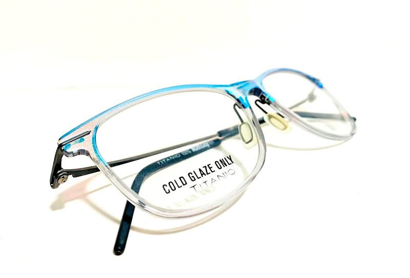 MAD IN ITALY LATTUGA TITANIO K02 MIRROR BLUE TITANIUM EYEGLASSES RX 52-16-140 MM