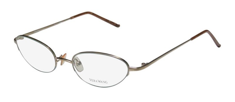 NEW VERA WANG V06 EYEGLASSES GOLD CAT EYE WOMENS METAL 50-18-135 HALF-RIM JAPAN