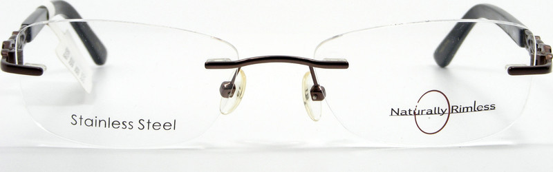 Naturally Rimless NR-351 BRN Brown Stainless Steel Eyeglasses 51-17-135 NEW
