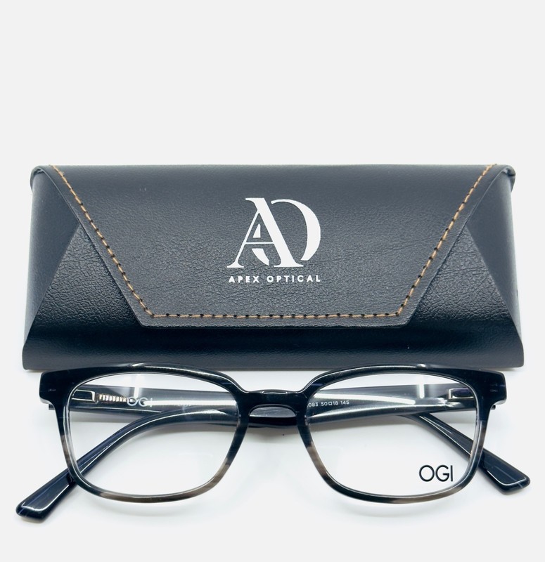 NEW OGI HERITAGE 7166/2083 Black Grey Square Full Rim Eyeglasses 50-18-145 B:35