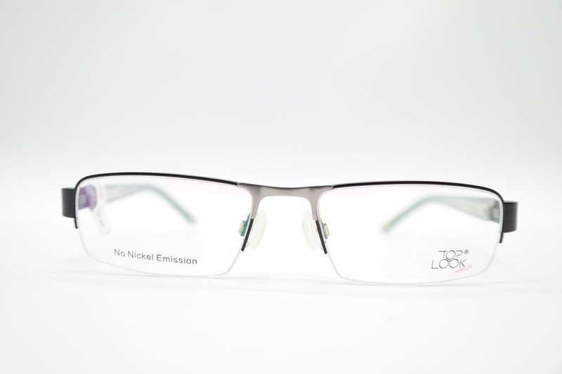 Top Look 4201 Black Silver Oval Glasses Frame Eyeglasses New