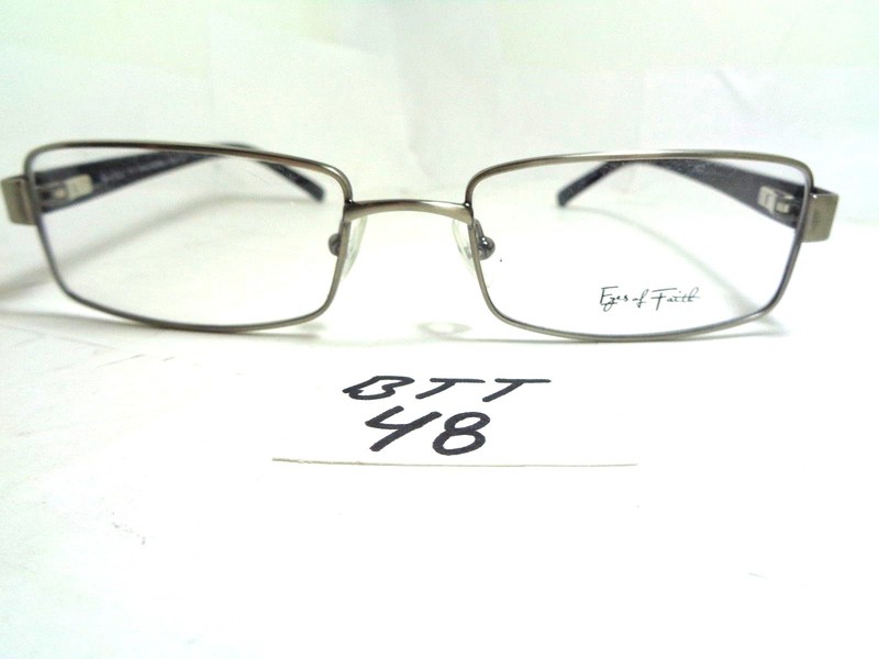 New EYES OF FAITH Eyeglass Frame 1010 Antique Silver Black Rectangular (BTT-48)