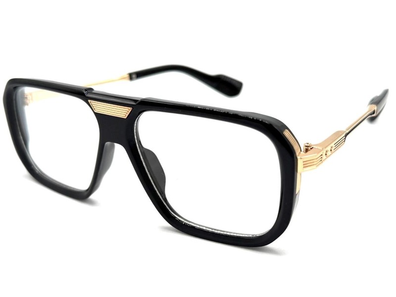Mens Classic Retro Hip Hop Rapper Pimp Clear Lens EYE GLASSES Black & Gold Frame gallery