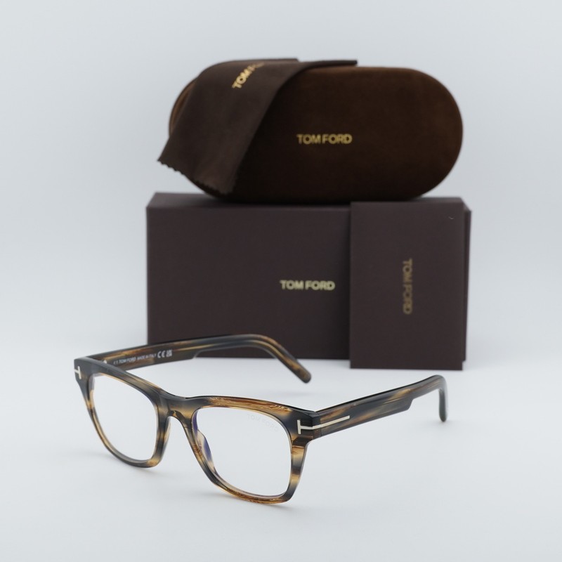 NEW Tom Ford FT5886-B 045 Havana/Clear Blue Light Block 50mm Eyeglasses