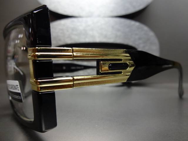 OVERSIZED VINTAGE RETRO Hip Hop Clear Lens EYE GLASSES Large Black & Gold Frame gallery