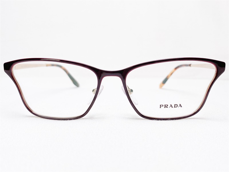 NEW Prada VPR60X 552-1O1 Women’s Eyeglasses Frames Bordeaux/Gold Cats Eye 55/16