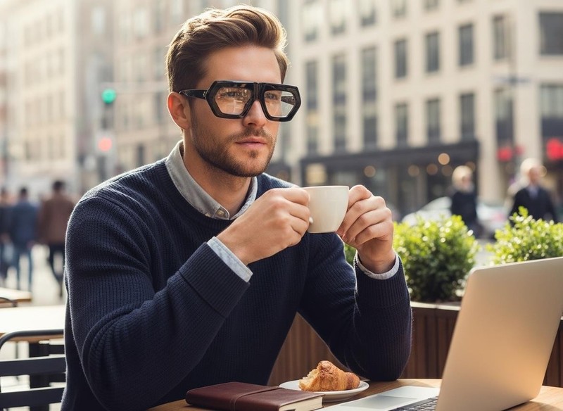 Classy Elegant Modern Retro Hip Hop Clear Lens EYE GLASSES Black Geometric Frame gallery
