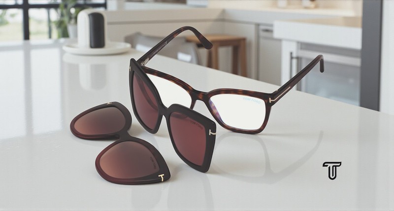 TOM FORD FT5641 B 054 Red Havana Plastic blue filter 53 mm Women’s Eyeglasses