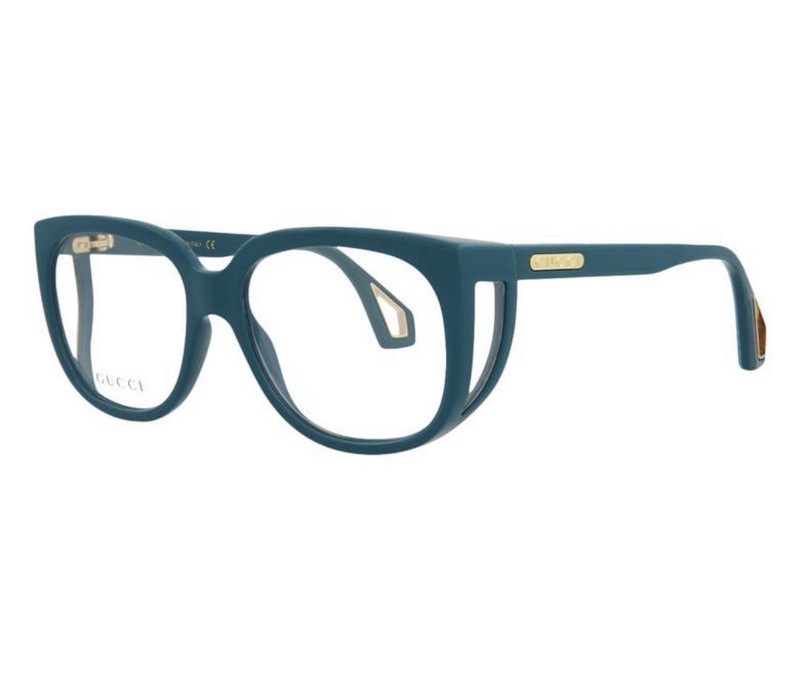 Gucci GG0470O 003 Teal Blue Cat Eye Eyeglasses Frames 56-17 w/ Case