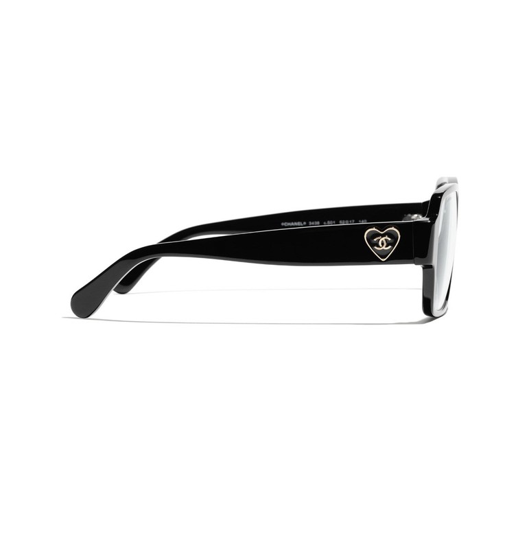 Women's CHANEL Eyeglasses Square Black/Gold Logo with Demo Lenses CH3438 NEW gallery