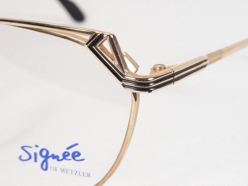 Vintage Signee by METZLER 7302 290 Gold /Black UNIQUE RARE EYEGLASSES 57-14-135 gallery