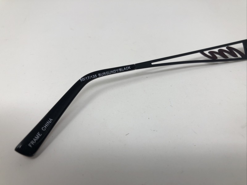 TAKA EYEGLASSES FRAME T2649 50/17/135 BURGUNDY BLACK HALF RIMLESS HALF RIM OP48 gallery