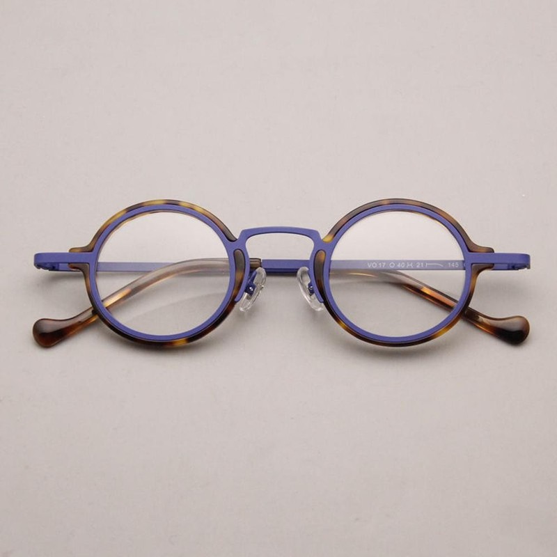 Handmade Retro Round Eyeglass Frame Metal Glasses Frame Trendy Vintage 40mm