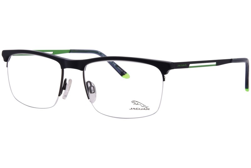 Jaguar 33611 4819 Eyeglasses Men’s Black/Green Semi Rim Square Shape 56mm