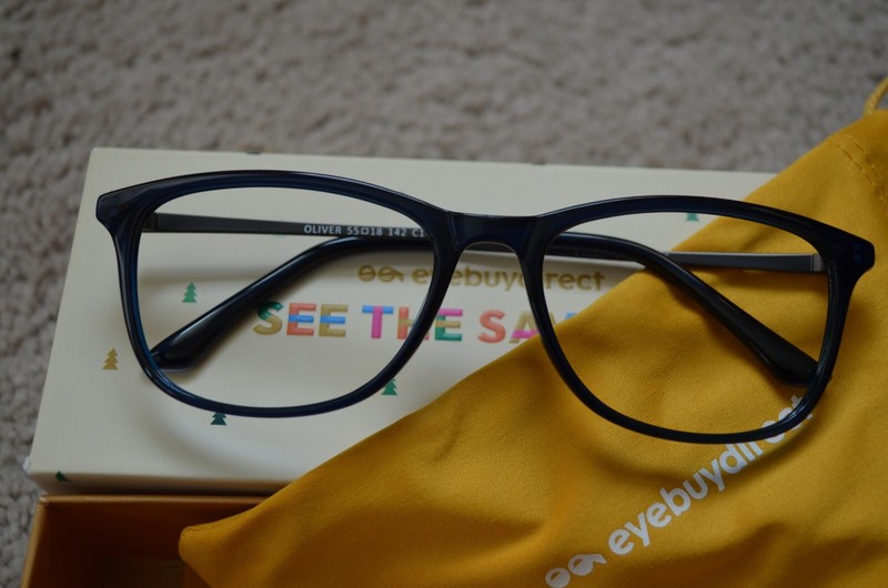 EyeBuyDirect Navy Blue Oliver Glasses Frame 55-18-142 Rare Metal and Plastic
