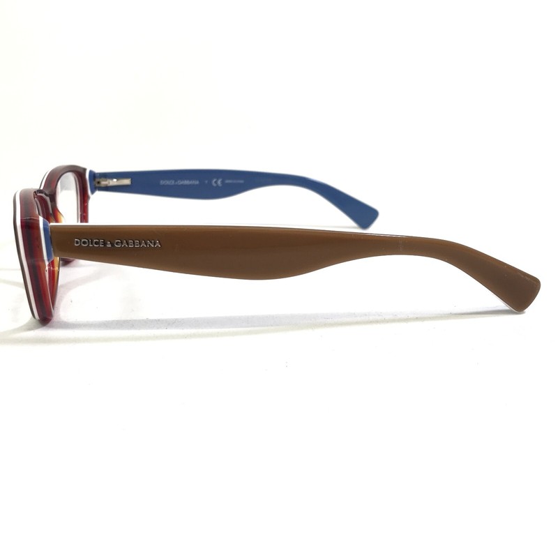 Dolce & Gabbana Eyeglasses Frames DG3175 2767 Cat Eye Brown Blue Red 52-16-135 gallery
