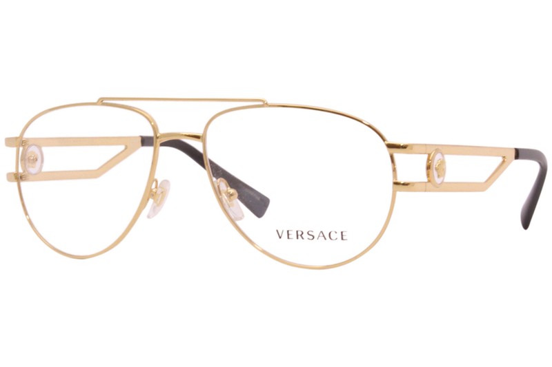 Versace 1269 1002 Eyeglasses Frame Men’s Gold Full Rim Pilot Optical Frame 57mm
