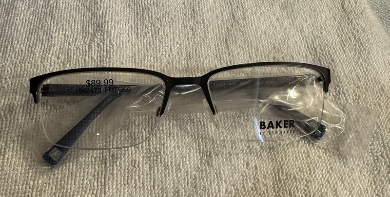 NEW Ted Baker TXL504 gunmetal frames eyeglasses half rim 59-19-150 Demo Lenses