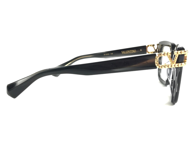 Valentino Eyeglasses Frames V-SIDE VLX-131A BLK-GLD Black Gray Gold 51-20-145 gallery