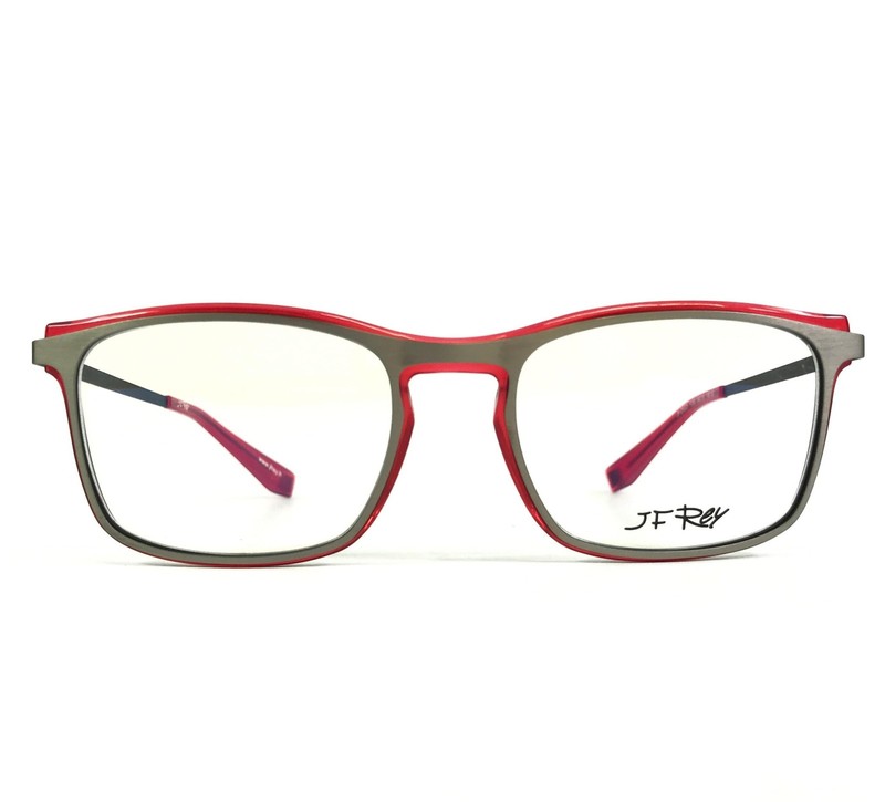 JF Rey Eyeglasses Frames JF2823 1030 Antik Silver Red Antique Square 54-19-148
