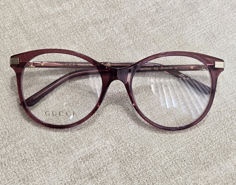 Gucci GG1450O 003 Eyeglasses Women's Burgundy Full Rim Cat Eye 53-18-140 gallery