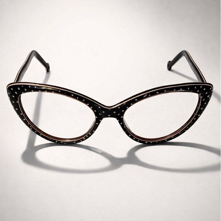 Goo Goo Eyes Eyeglass Frames Only Women 55-17-140 Black Polka Dot Cat Eye GGE818