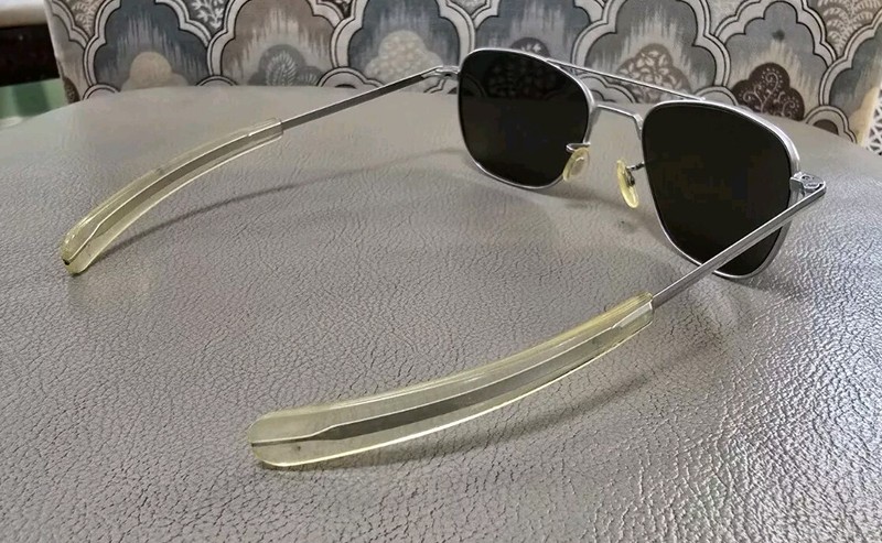 Randolph Engineering Vintage Sunglasses Frame Only 5 1/2 Chrome Pilot USA 52 mm gallery