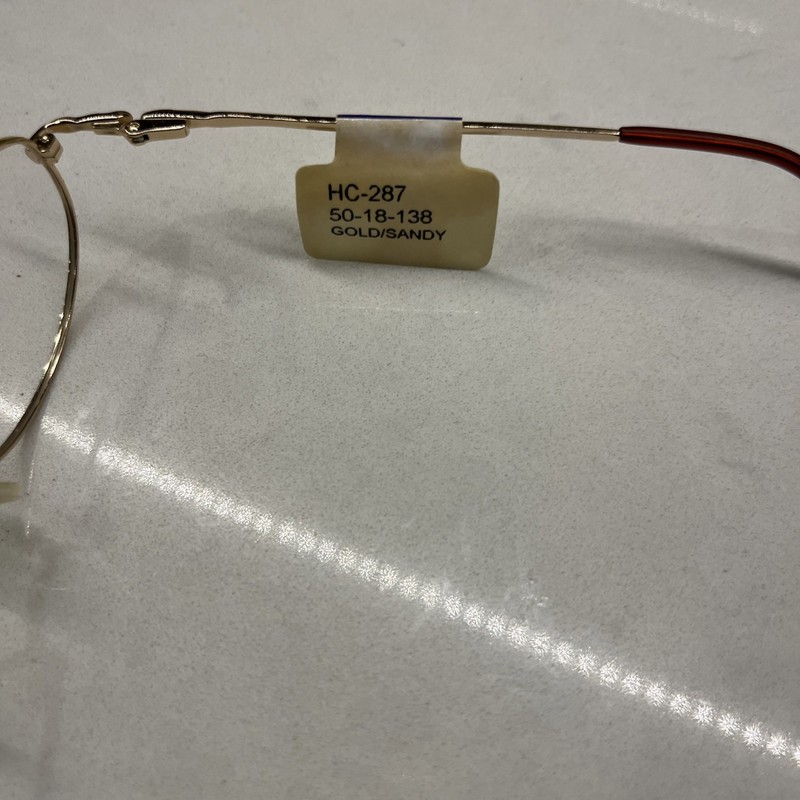 New Eyeglass Frame HC-287 50-18-138- Gold Metal Frame And Arms. T-1 gallery