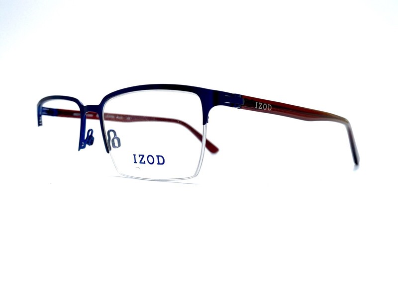 New IZOD Blue Matte Metallic Rectangular Glasses Italy IZ 2109 55 17 140 gallery