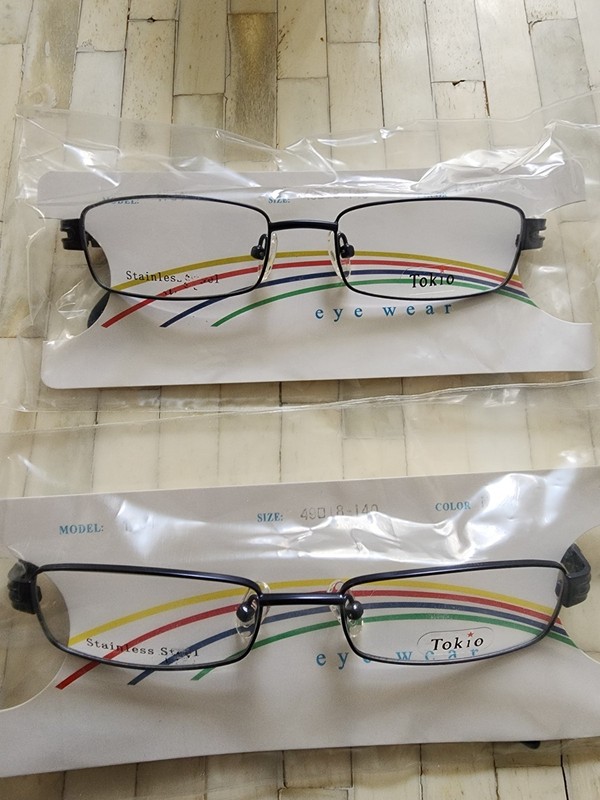 Lot of 2 TOKIO Eyeglasses 1704 Metal Frames 49-18-140 NAVY NEW gallery