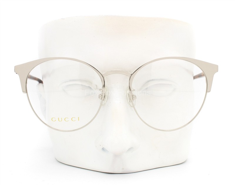 Gucci Eyeglasses GG0298OK 003 Glasses Shiny Silver Brown Havana 52mm No Case gallery