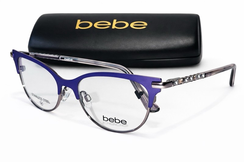 BEBE Optical BB5224 Plum Purple Eyeglasses Frame 52-17-135 Women Metal Cat Eye