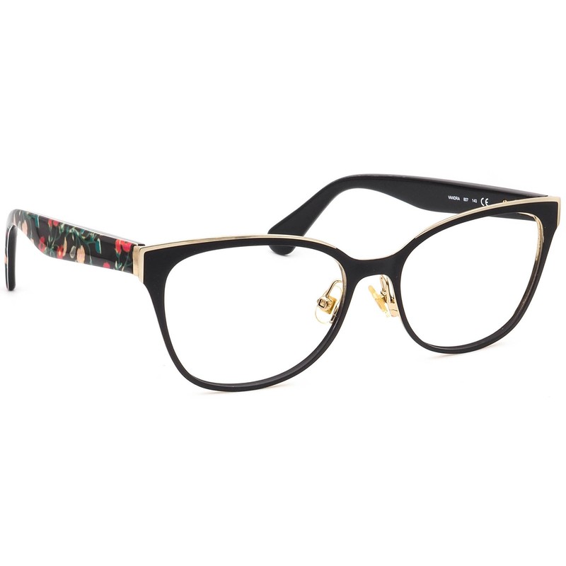 Kate Spade Eyeglasses Vandra 807 Black/Gold/Floral Cat Eye Frame 52[]16 140
