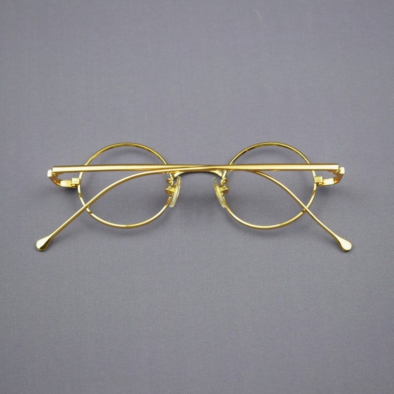 Vintage Round 40mm Gold Eyeglasses Frames Mens Women Glasses Full Rim Retro gallery