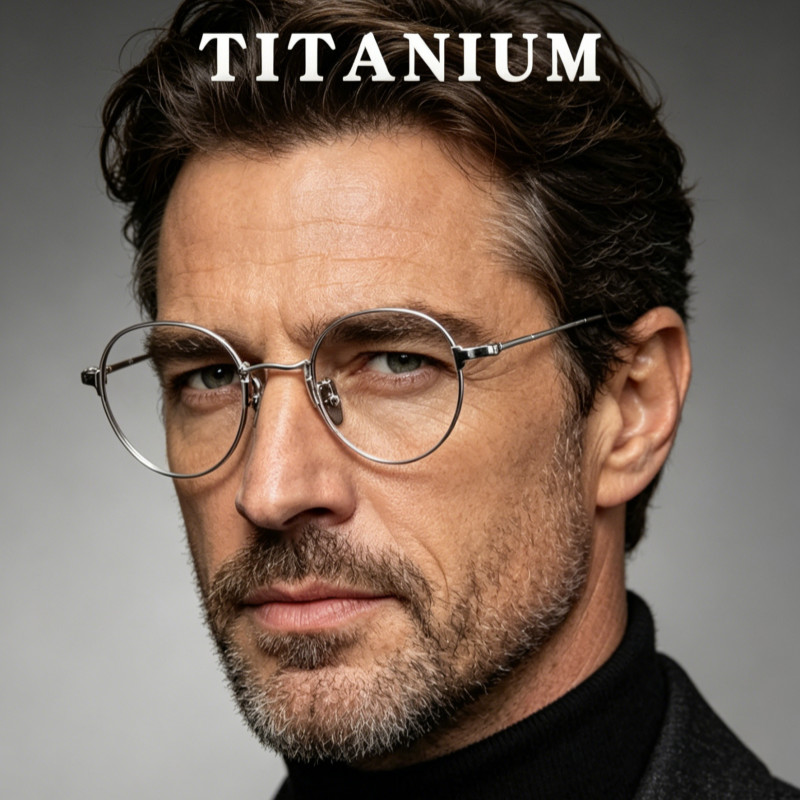 Pure Titanium Oval Eyeglass Frame Japanese Retro Glasses Small 44mm/Big 48mm gallery
