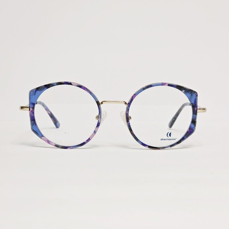 Charmossas Manda Women’s Round / Geometric Glasses in Blue-Violet / Gold | 49mm