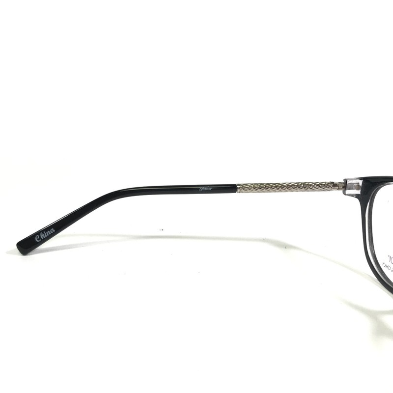 Splendor SP 6003 BK Eyeglasses Frames Black Silver Round Full Rim 50-16-135 gallery