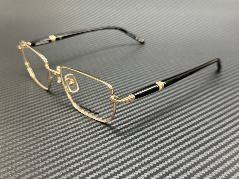 MONT BLANC MB0347O 004 Gold Black Extra Large Men’s 54 mm Eyeglasses